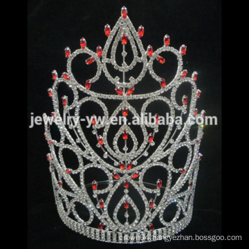 red large tall princess crystal tiara crown for women